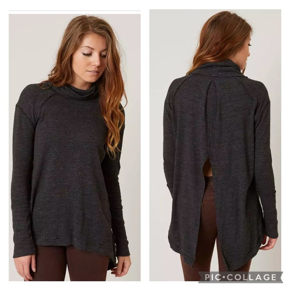Free People We The Free Split Back Turtleneck Black Size L
